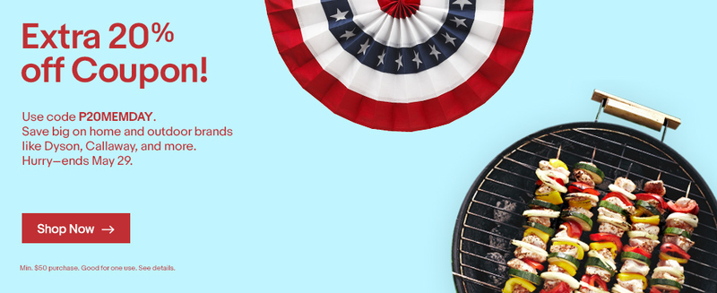 20% off Home Goods, promo code P20MEMDAY